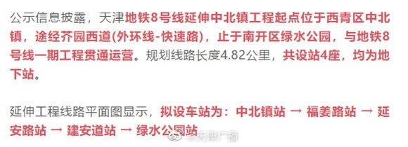 4站！天津又一地鐵延伸線設站披露 快看看有沒有路過你家