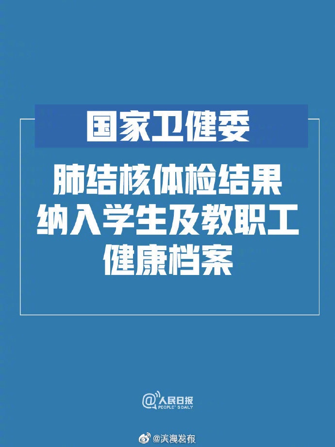 國家衛(wèi)健委:肺結(jié)核體檢結(jié)果納入學(xué)生及教職工健康檔案